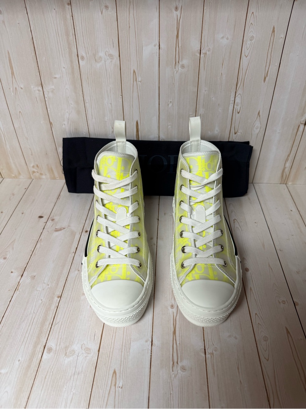 Christian Dior B23 Technical Canvas Oblique High-Top Sneaker Yellow Sz 35 / 5 - Picture 6 of 14